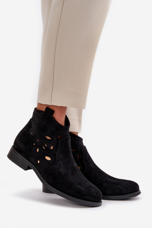 Dameslaarzen met opengewerkte elementen To the Castle zwarte kleur S.Barski HY42-081