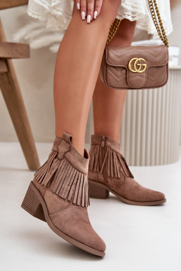 Laarzen in cowboystijl Dames To the Castle gemaakt van eco-suède bruine kleur S.Barski HY42-127