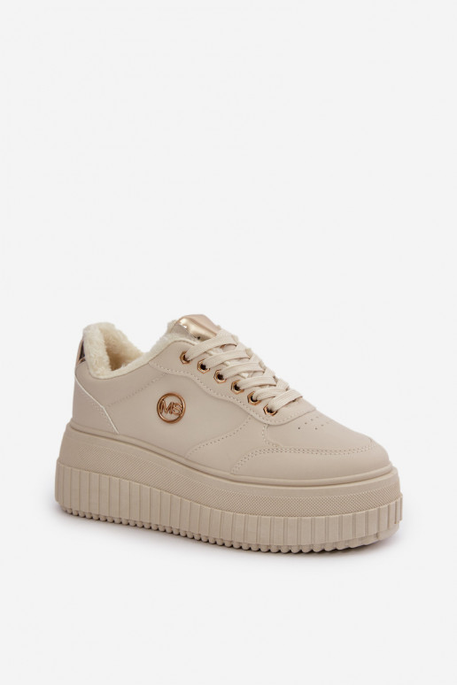 Sneakers model schoenen sportschoenen Dames opgewarmd met modieuze massieve zolen beige Ardiela