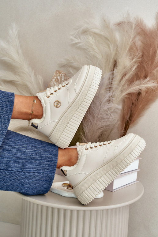 Sneakers model schoenen sportschoenen Dames opgewarmd met modieuze massieve zolen beige Ardiela