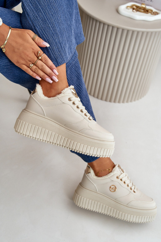 Sneakers model schoenen sportschoenen Dames opgewarmd met modieuze massieve zolen beige Ardiela