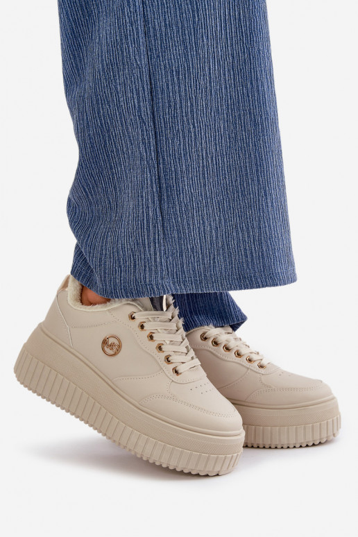 Sneakers model schoenen sportschoenen Dames opgewarmd met modieuze massieve zolen beige Ardiela