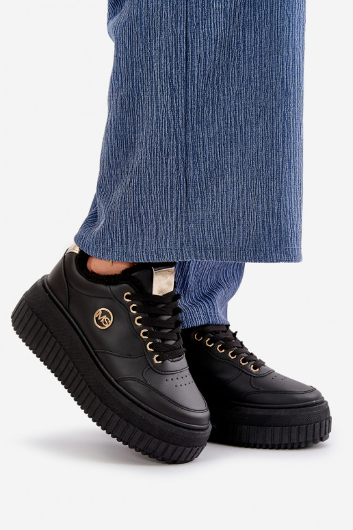 Sneakers model schoenen sportschoenen Dames opgewarmd met modieuze massieve zolen zwarte kleur Ardiela Sneakers model schoenen sportschoenen Dames opgewarmd met modieuze massieve zolen zwarte kleur Ardiela