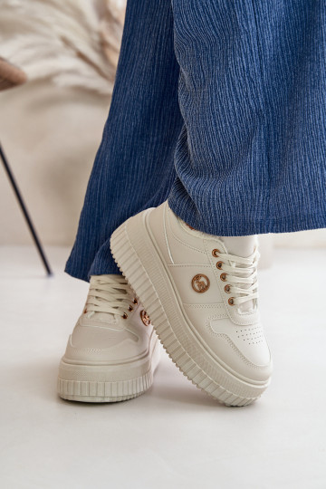 Sneakers model schoenen sportschoenen Dames warm met modieuze massieve zolen beige Verissha 2