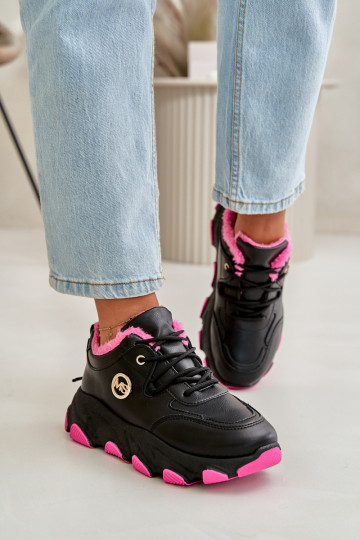 Verwarmde sportschoenen Dames met veters met platform zwarte kleur Biaola 2