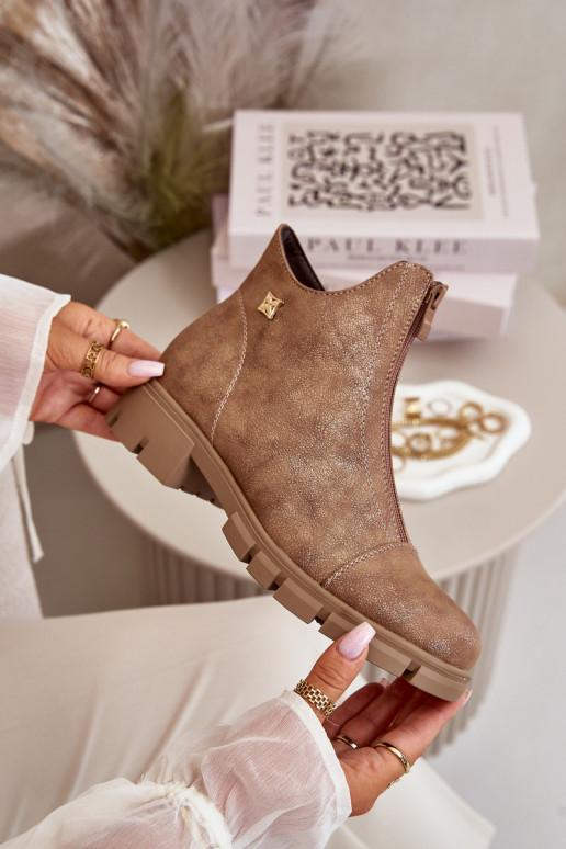 verwarmde dameslaarzen Z Priced Eko Leer bruin-goud kleur Verietta