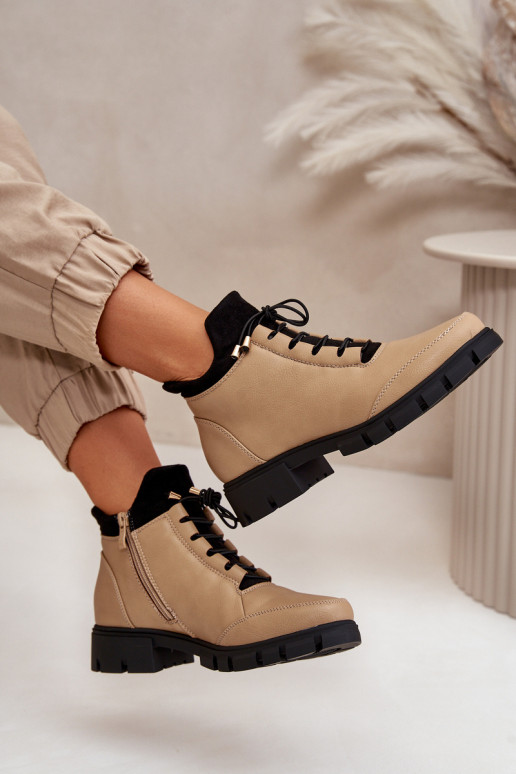 damesschoenen met lage hak, gemaakt van eco-leer beige Erisabelle