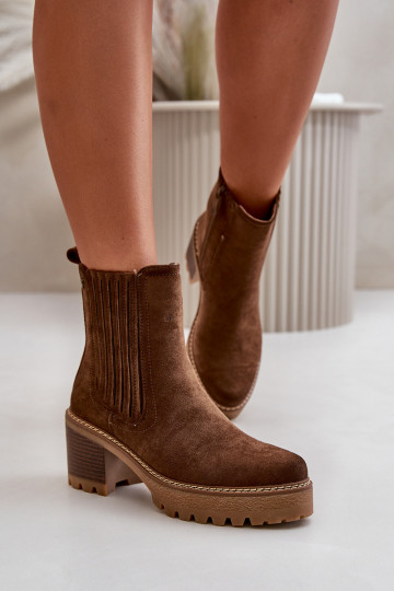 Dameslaarzen Z gemaakt van eco-suède verwarmd in de donkerbruine kleur Nevitas