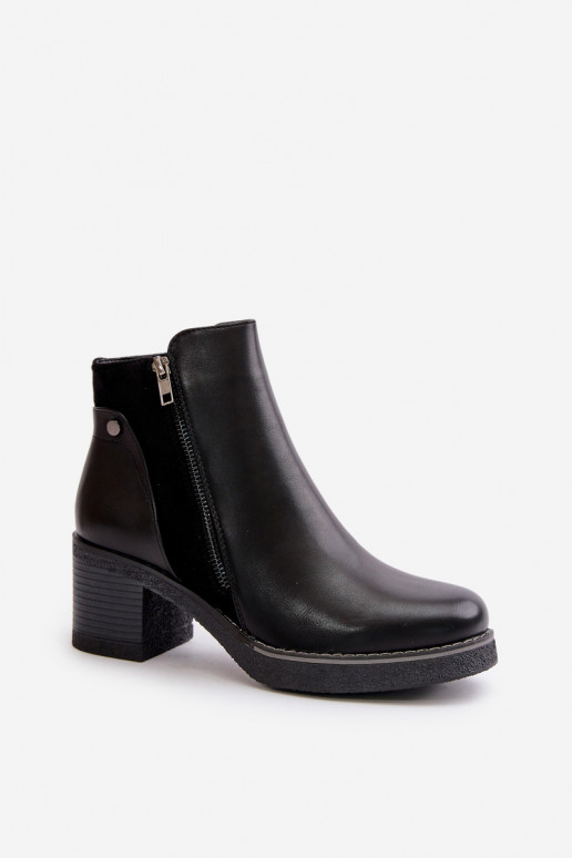 Dameslaarzen gemaakt van eco-leer met verwarmde hakken in de zwarte kleur Revianna