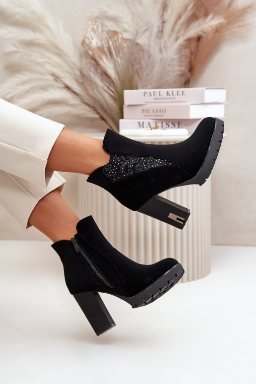 verwarmde dameslaarzen Hoge post Z Haftem zwarte kleur Verissae verwarmde dameslaarzen Hoge post Z Haftem zwarte kleur Verissae