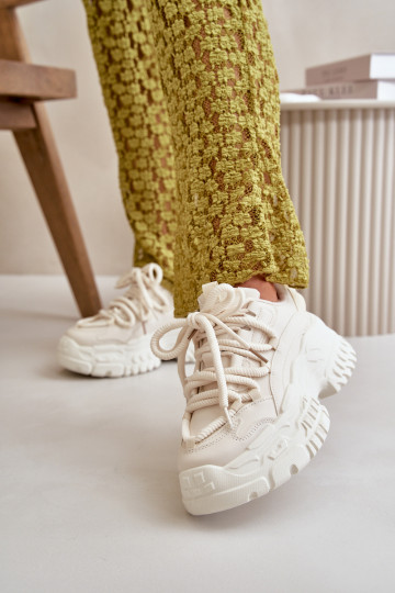 Sneakers model schoenen Dames met modieuze massieve zolen in ivoorkleur Nevela 2