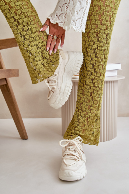 Sneakers model schoenen Dames met modieuze massieve zolen in ivoorkleur Nevela Sneakers model schoenen Dames met modieuze massieve zolen in ivoorkleur Nevela
