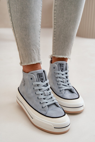 Gevoerde casual schoenen met platform van kunstleer Big Star OO274069 blauwe kleur 2