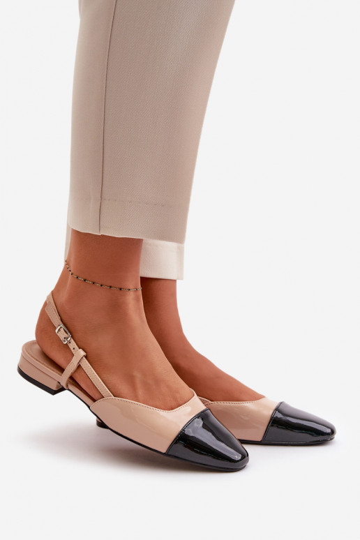 Gelakte ballerinas Op een lage hak met open hiel beige Kairael