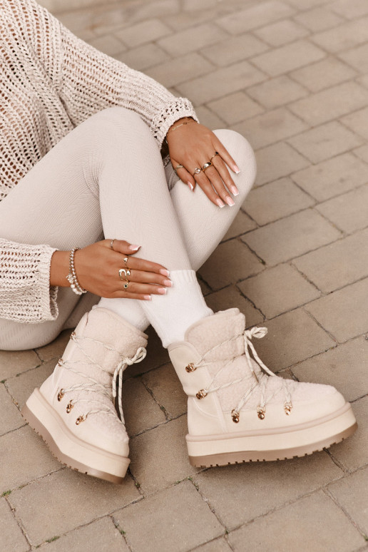 SneeuIn laarzen Dames met platform en stijlvolle details ivoor Riaviana