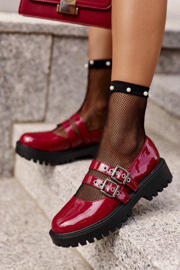 schoenen Dames Met Strepen met lakeffect bordeaux Terione