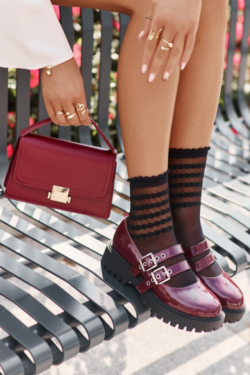 schoenen Dames Met Strepen met lakeffect bordeaux Terione 2