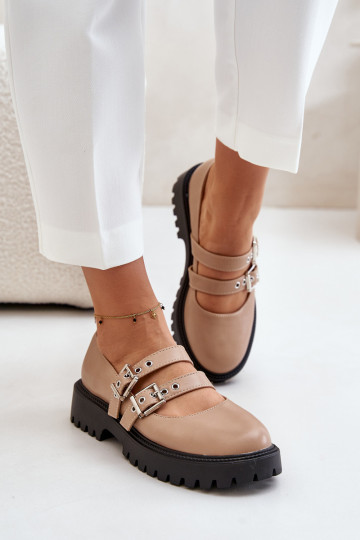 schoenen Dames Met Strepen Eko Leer beige Terione 2