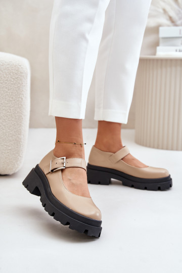schoenen Dames met gespen beige Plikuria
