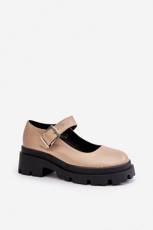 schoenen Dames met gespen beige Plikuria schoenen Dames met gespen beige Plikuria