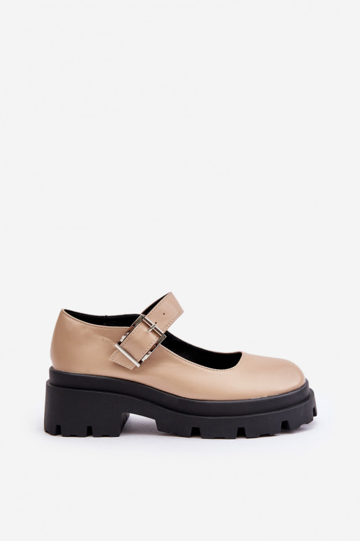 schoenen Dames met gespen beige Plikuria schoenen Dames met gespen beige Plikuria