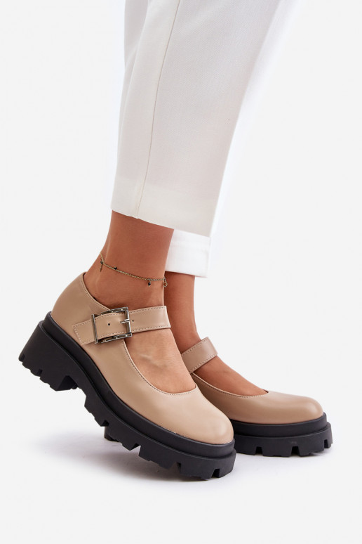 schoenen Dames met gespen beige Plikuria schoenen Dames met gespen beige Plikuria