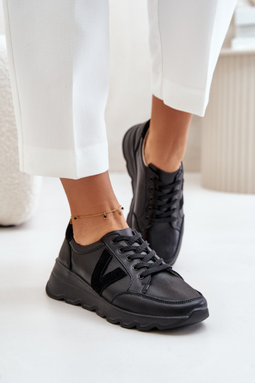 Leren sportschoenen Dames Vinceza 7918 zwart