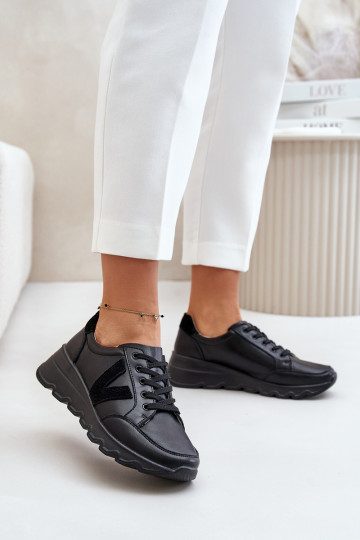 Leren sportschoenen Dames Vinceza 7918 zwart 2