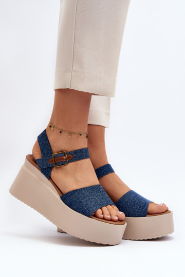 Denim platformsandalen...