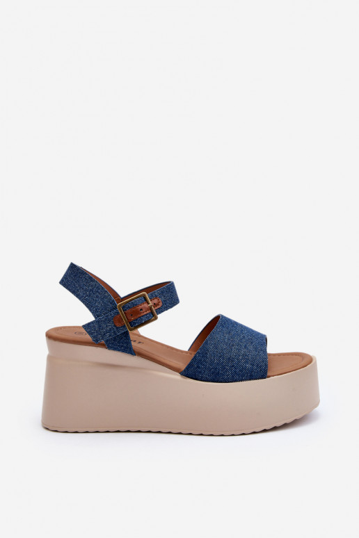 Denim platformsandalen blauwe kleur... Denim platformsandalen blauwe kleur...