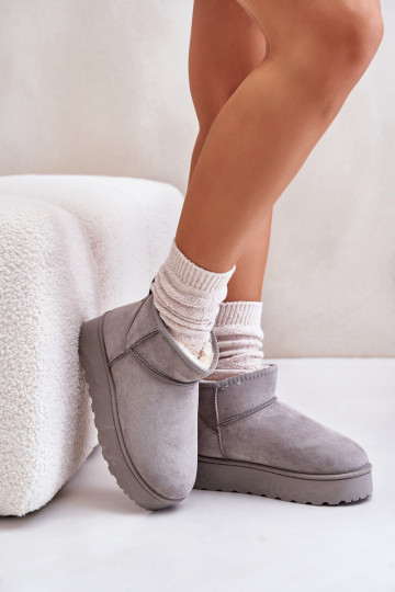 snowboots Dames met platform om te verwarmen met bont aan de binnenkant grijze kleur Xamella
