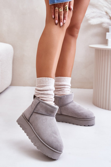 snowboots Dames met platform om te verwarmen met bont aan de binnenkant grijze kleur Xamella 2