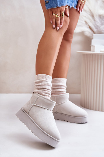 snowboots Dames met platform om te verwarmen met bont aan de binnenkant grijze kleur Xamella 2