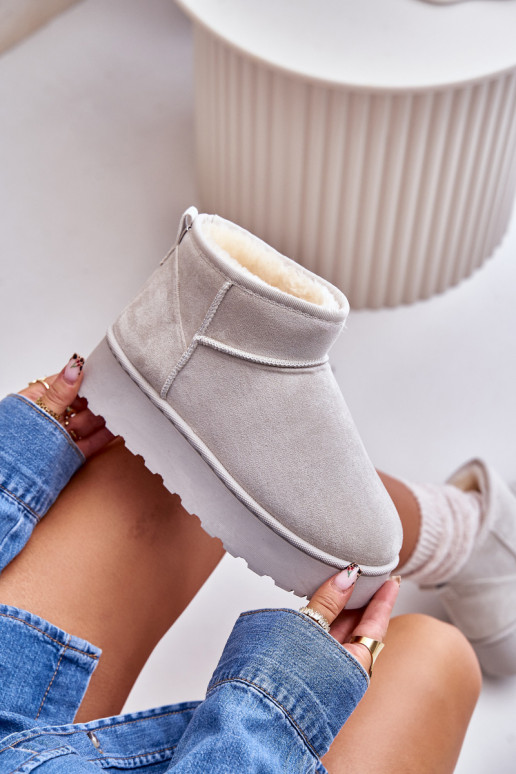 SneeuIn laarzen Dames met platform opInarmen met bont erin grijs Xamella