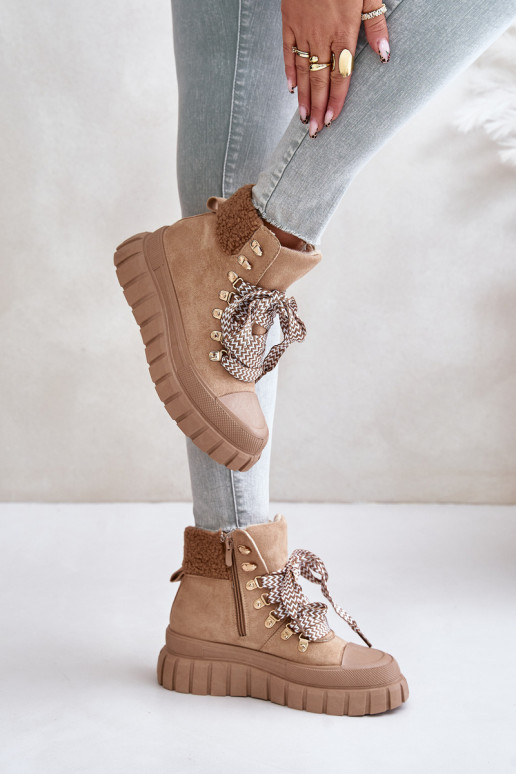 Dames opInarmen Laarzen schoenen met platform bruine kleur Alcyhen Dames opInarmen Laarzen schoenen met platform bruine kleur Alcyhen