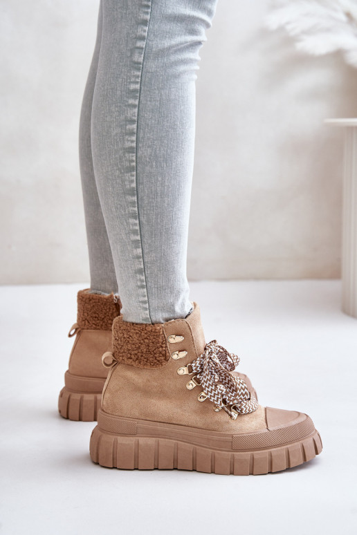 Dames opInarmen Laarzen schoenen met platform bruine kleur Alcyhen Dames opInarmen Laarzen schoenen met platform bruine kleur Alcyhen