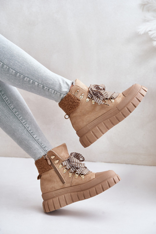 Dames opInarmen Laarzen schoenen met platform bruine kleur Alcyhen Dames opInarmen Laarzen schoenen met platform bruine kleur Alcyhen