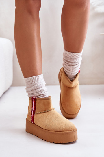 Dames snowboots met een te verwarmen platform in de bruine kleur Lomessa