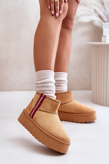 Dames snowboots met een te verwarmen platform in de bruine kleur Lomessa 2
