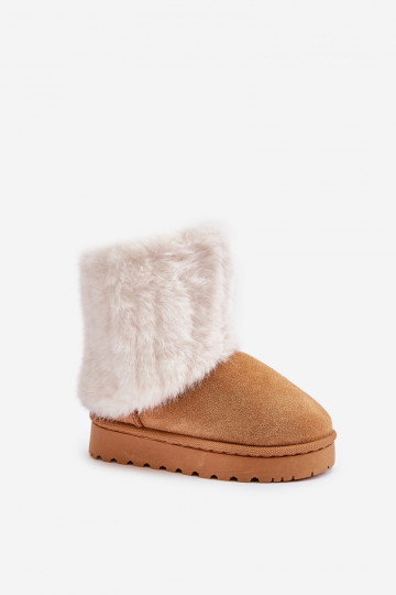 Kindersnowboots met bont in de bruine kleur Crisie