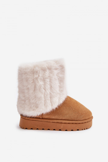 Kindersnowboots met bont in de bruine kleur Crisie 2