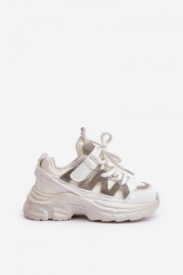 Kindersneakers model schoenen met fonkelende oogjes in witte kleur Rianalla 2