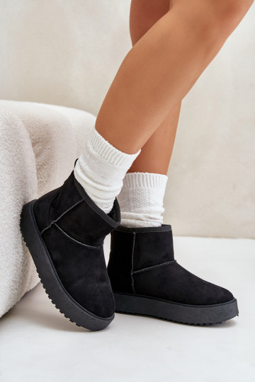 Dames snowboots met een platform gemaakt van eco-suède zwarte kleur Atteria