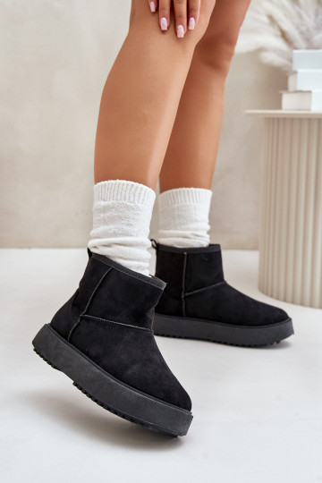 Dames snowboots met een platform gemaakt van eco-suède zwarte kleur Atteria 2