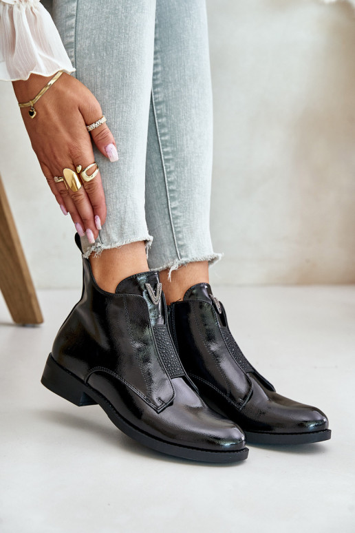 met lakeffect lage hakken voor dames met brede hakken opInarmen zInart S.Barski HY42-120 zInart met lakeffect lage hakken voor dames met brede hakken opInarmen zInart S.Barski HY42-120 zInart