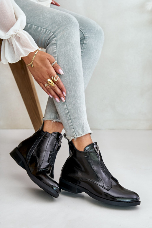 met lakeffect lage hakken voor dames met brede hakken opInarmen zInart S.Barski HY42-120 zInart met lakeffect lage hakken voor dames met brede hakken opInarmen zInart S.Barski HY42-120 zInart