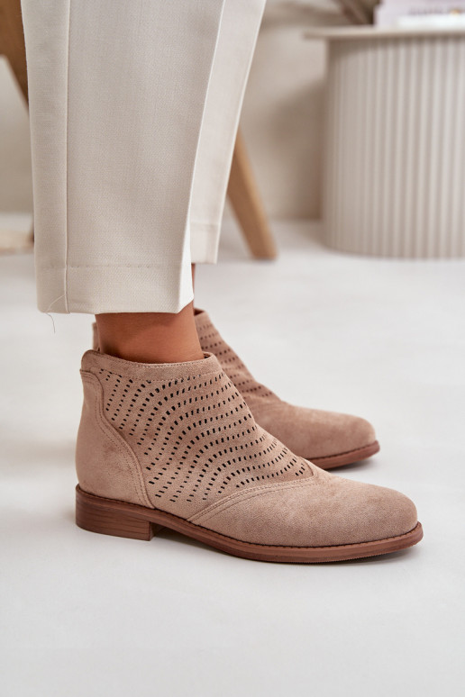 Opengewerkte dameshak in beige S.Barski