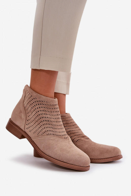 Opengewerkte dameshak in beige S.Barski