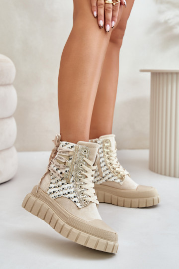 vrijetijdsschoenen met laarzen Dames met platform ivoor Kernia 2