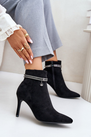 opInarmen Laarzen met dunne hakken met versierde hakken van eco-suèdeoIne Vinceza 16469 zInart